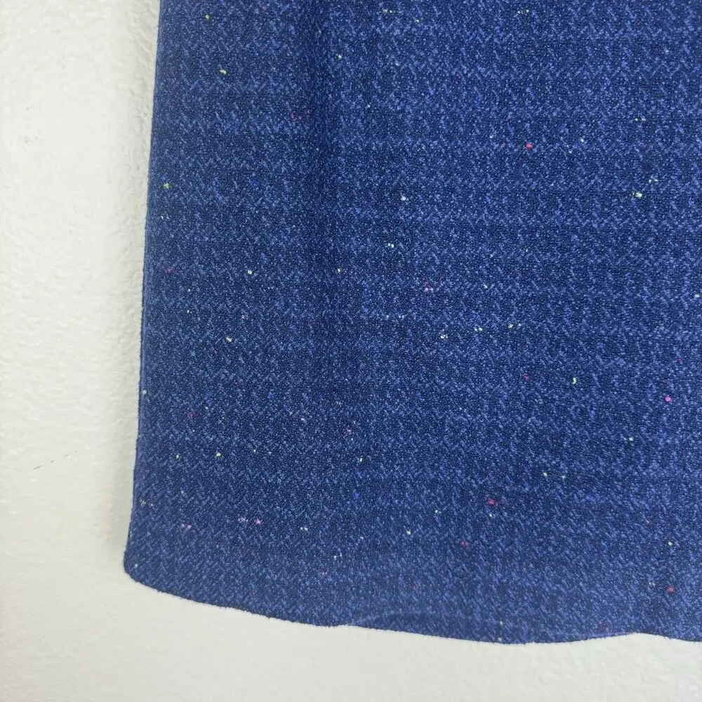 Vintage Norton McNaughton Preppy Tweed Mini Pencil Skirt Slit Blue Navy 4P